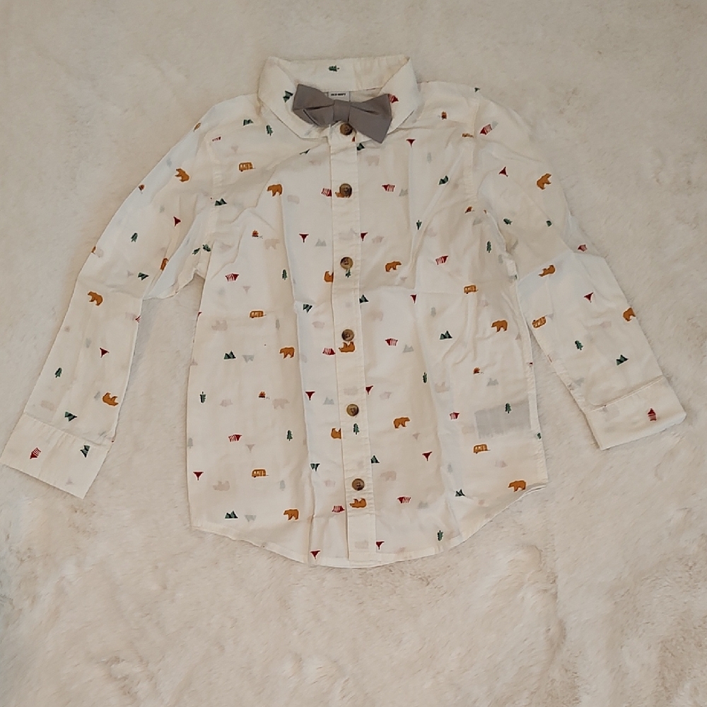 Old Navy Kids Cream Patterned Button-Down Shirt